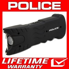 POLICE Stun Gun 916 Max Volt Rechargeable LED Flashlight for Self Defense Black