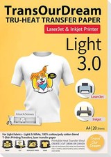 Tru-T Shirt Transfer Paper 20 Sheets A4 Iron On Transfers for Inkjet and Laser