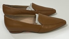 New Franco Sarto Balica Leather Pointed Toe Flat Round Heel Loafer Cognac 5