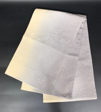 Japanese Kimono Belt Fukuro Obi Light Gray with Elegant Floral Pattern