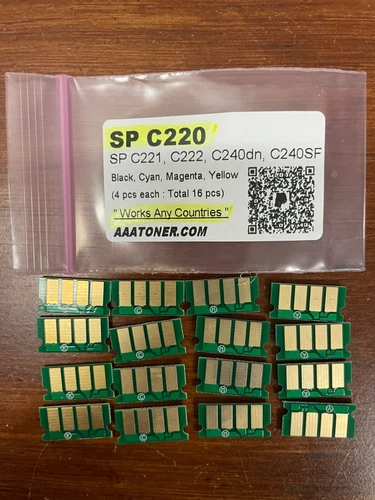 16 pcs Toner Chips for Ricoh Aficio SP C220, C221, C222, C240dn, C240SF Refill