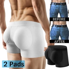 Men's Breathable Mesh Butt Padded Underwear Boxer Hip Lifting Shorts Bum Shaper 