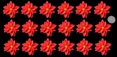 24 x essbar 3D 40 mm Weihnachten Weihnachtsstern Blumen Zuckerguss Kuchen Cupcake Topper