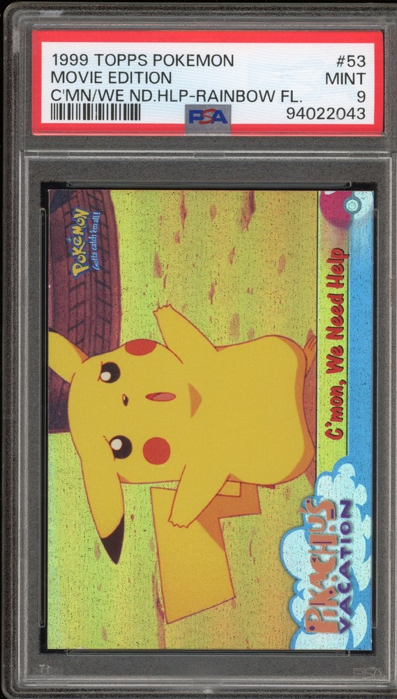 1999 Pokemon Topps C'Mon, We Need Help Movie Edition Rainbow Foil #53 PSA 9 Mint
