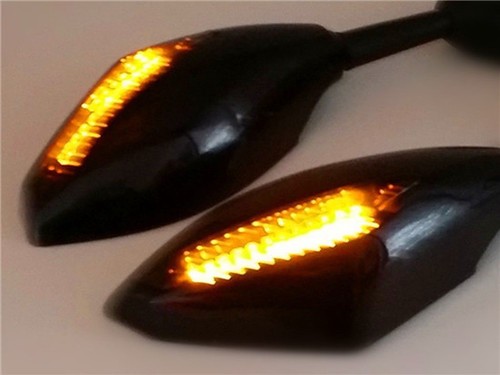 Black LED Turn Signal Mirrors For Suzuki Honda Kawasaki Ducati Street Nake Bike - Foto 7 di 7