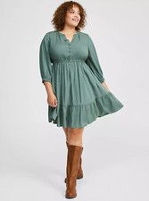 Torrid Shirt Dress Green Mini NWT New 2X