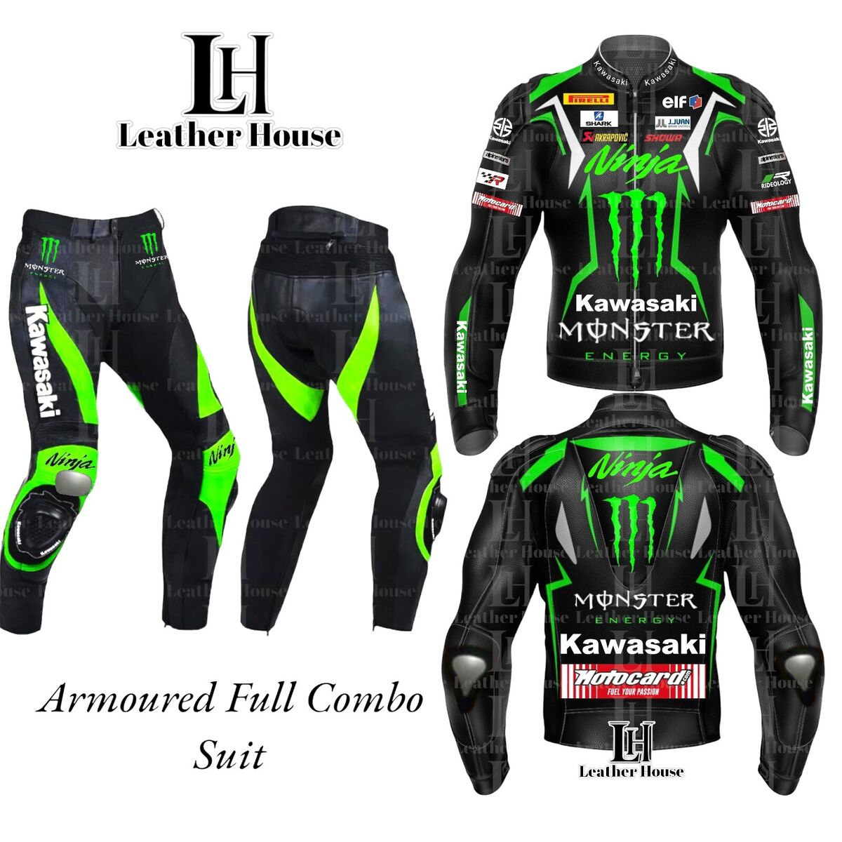 New Mens Kawasaki Leather Jacket Full Suit Racing Jacket New Mens Kawasaki Leather Jacket Full Suit Racing Jacket