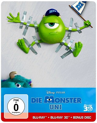 DISNEY / PIXAR --- DIE MONSTER UNI 3D + 2D --- LIMITED 3 DISC STEELBOOK --- NEU