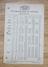 ZEISS PHOTOGRAPHIC LENSES AND ACCESSORIES PRICE LIST, MAY 1939/cks/193044