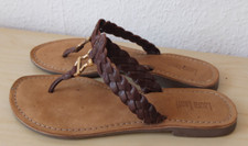 * Laura Lenti Leder Zehentrenner Pantoletten Gr. 41 ca. 26,5 cm TOP Braun