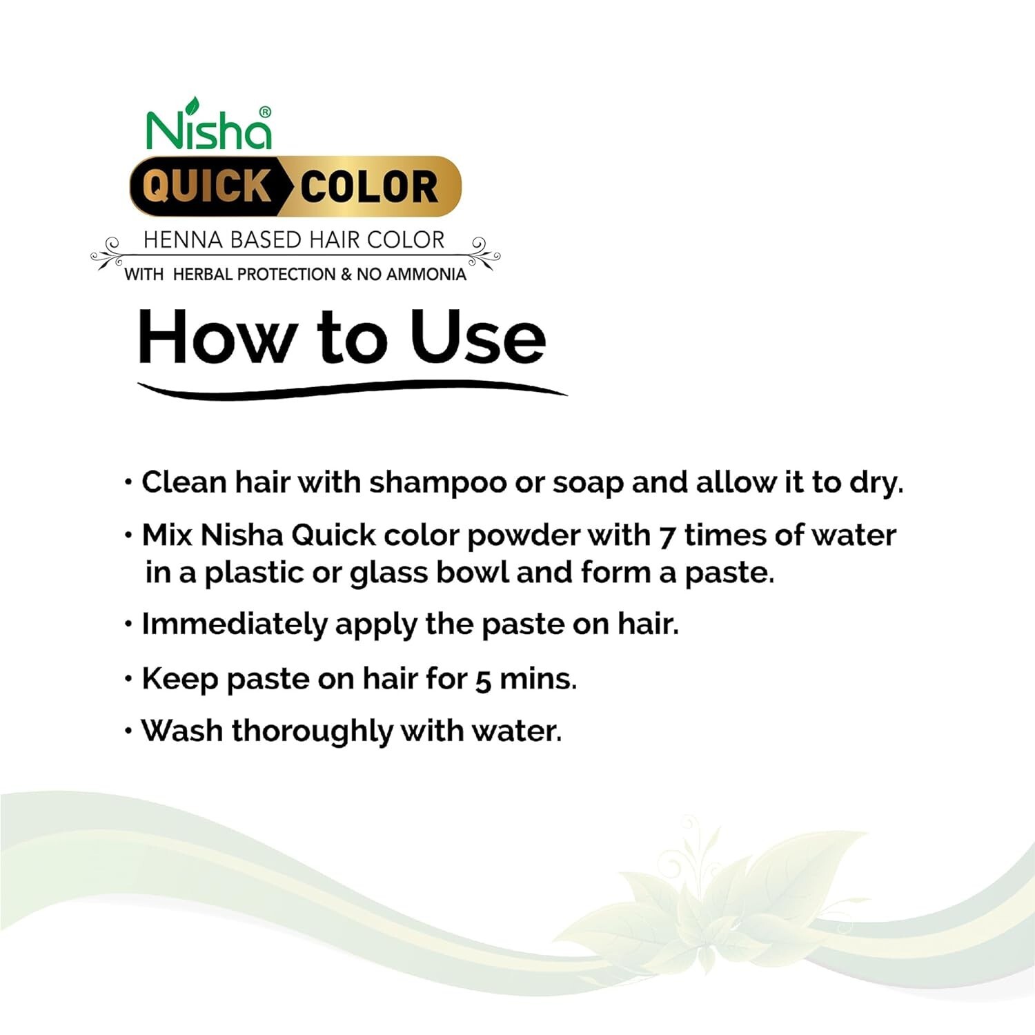 Nisha Quick Hair Color, 5 Minute Hair Color for Women & Men, Ammonia Free Henna