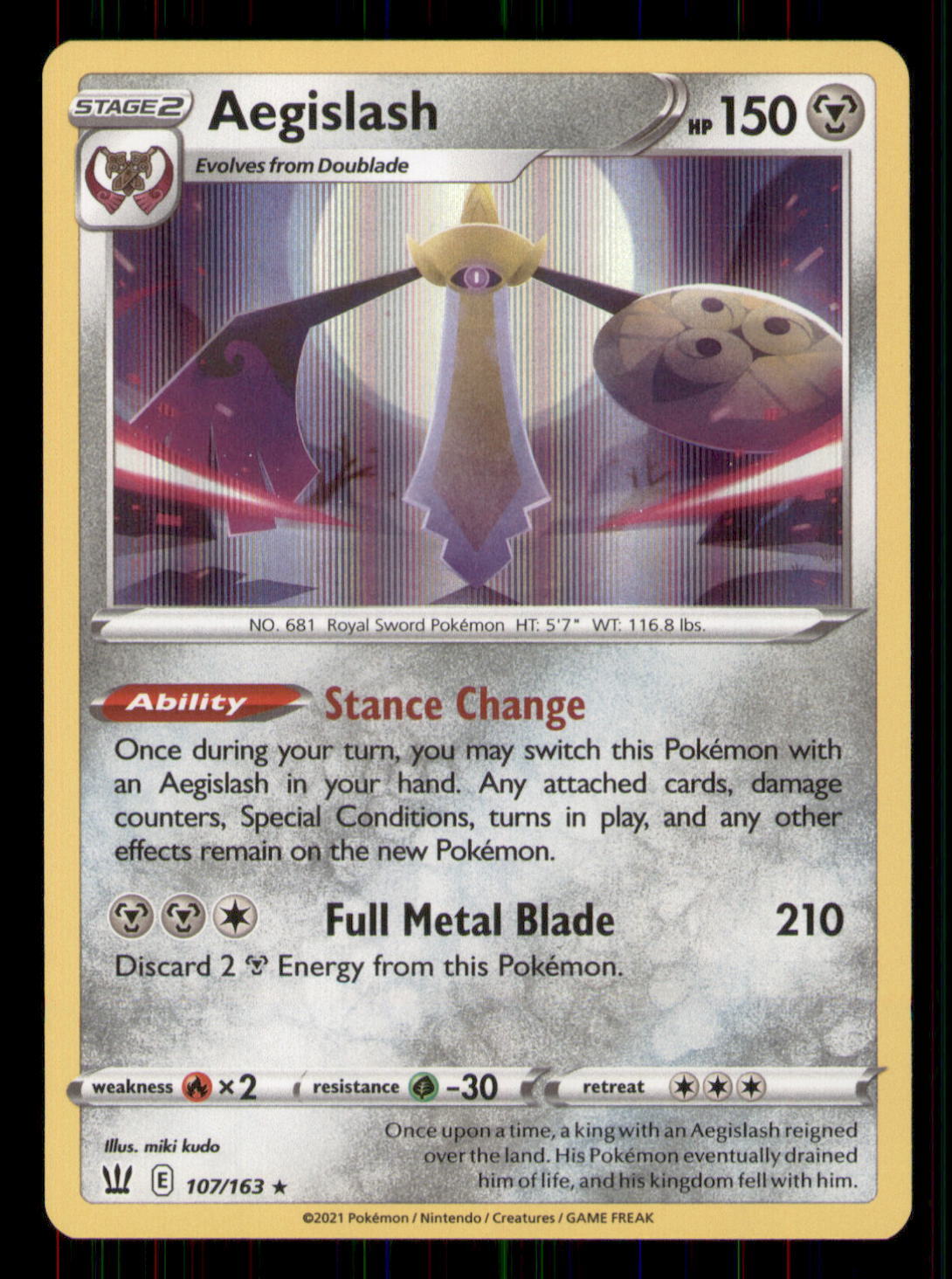 Aegislash (107) SWSH05: Battle Styles #107/163 Holo Rare Pokemon LP