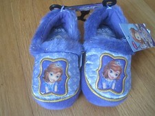 NIÑA PEQUEÑA DISNEY SOFIA LA PRIMERA LAVANDA PÚRPURA PIEL SINTÉTICA PANTUFLAS NUEVAS CON ETIQUETAS 5 6