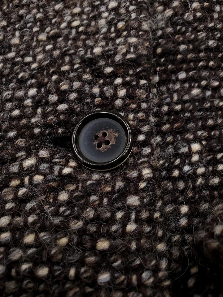 Abrigo Brooks Brothers Mujer 8 Marrón Gris Boucle Tweed Lana Alpaca Abrigo Trench Foto 4 de 4