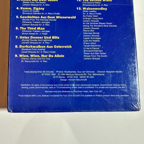 Andre Rieu - Johann Strauss Orchestra - From Holland with Love - VHS NEW - 第 6/7 張圖片