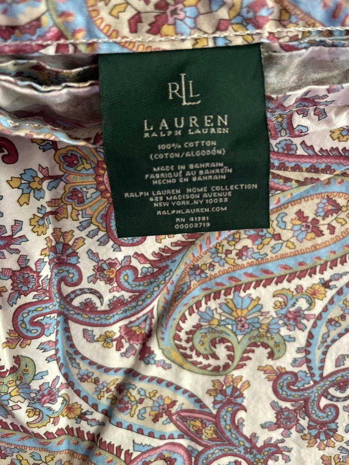 Vintage Ralph Lauren 3p Twin Sheet Set Paisley Print Great Condition Green Label - Image 2 of 4