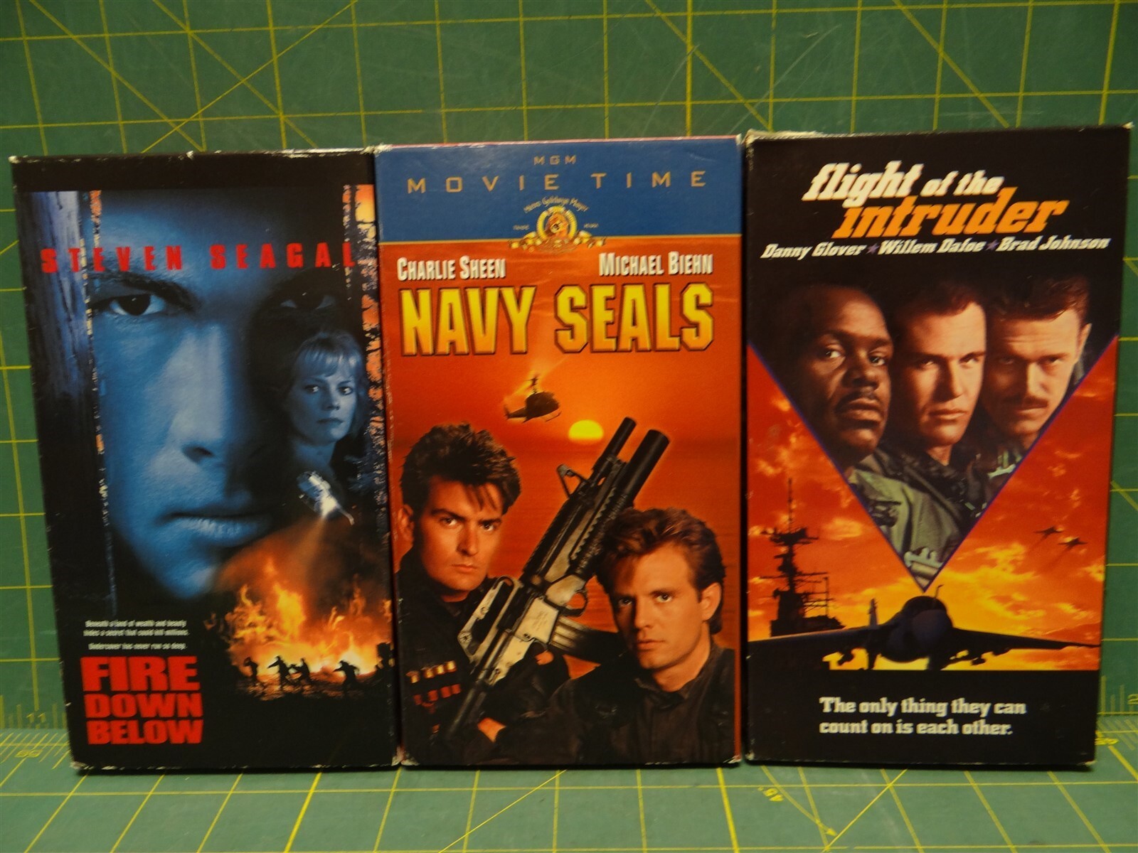 VHS Lot of 3 Action Tapes Flight of the Intruder, Navy Seals, Fire Down