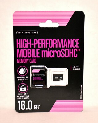 Infinitive High-Performance Mobile Micro 16GB SDHC Memory Card with Adapter  New