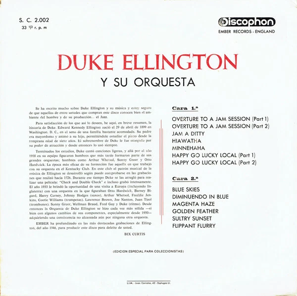 (41) Duke Ellington - It's Duke Ellington And His Orchestra LP (Spain) - Image 2 of 4