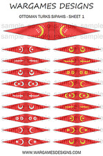 15mm Ottoman Turks Sipahis Flags  Lance Pennants - Sheet 1