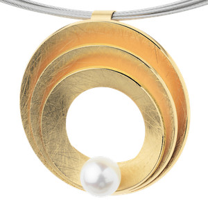 Authentic Ernstes Design Pendant AN955 1 1/32in Gold Plated Pearl Matt Gekratzt