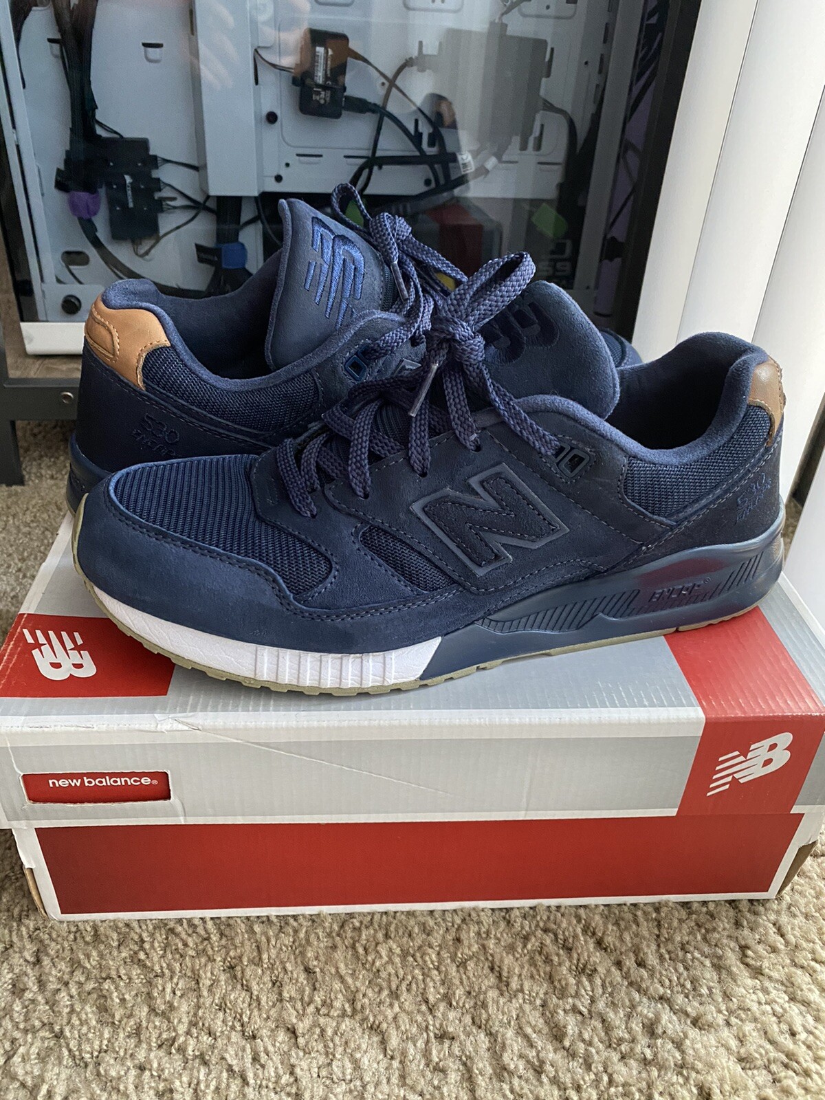 new balance 530 navy suede