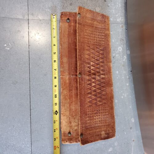 Vintage Leather Map Document Satchel Antique Stamped Folder Folding File Tooled - Picture 9 of 10