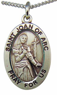 Saint Joan of Arc Oval Sterling Silver 7/8" Medal w/ 18" Chain Boxed ...