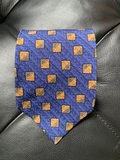 CK Calvin Klein Silk Tie Blue Geometric 4"x57" Made in USA