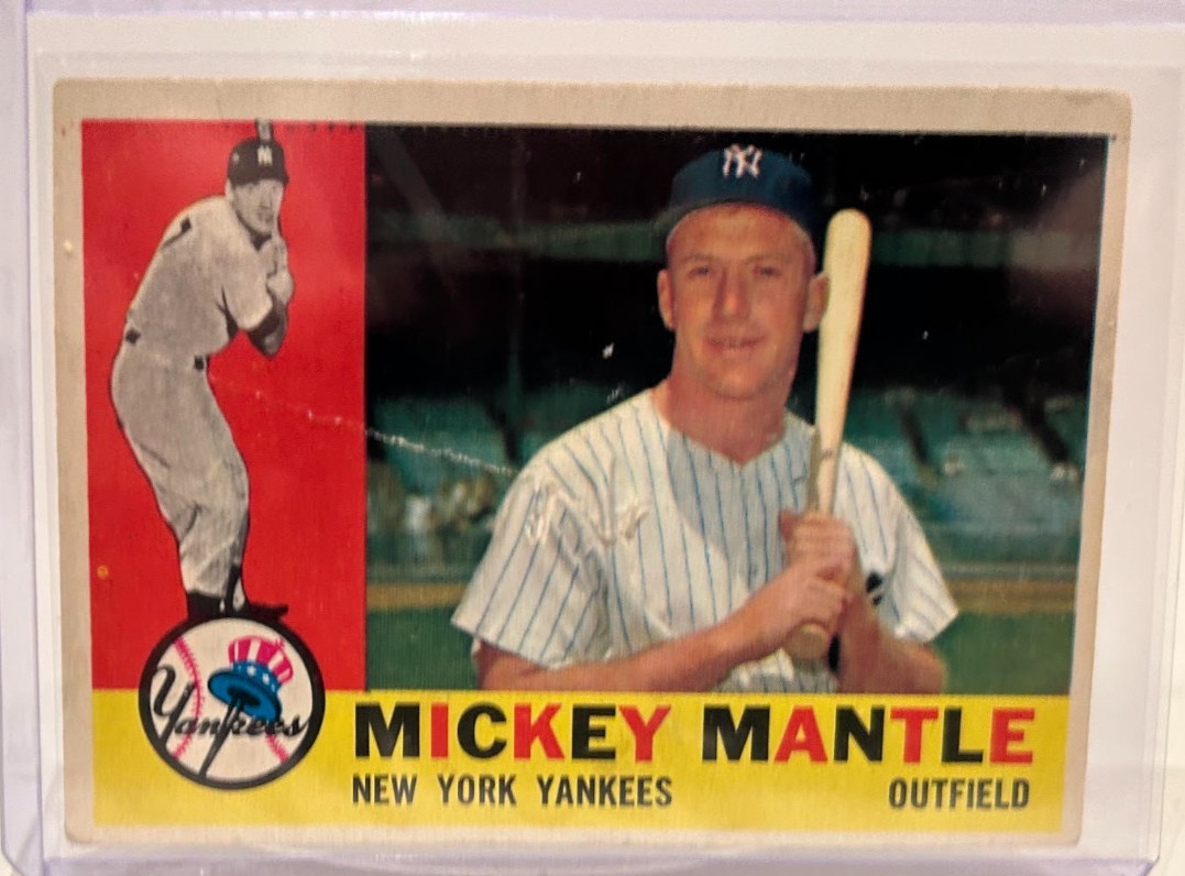 1960 Topps 350 Mickey Mantle Ungraded (See photos - crease in card)