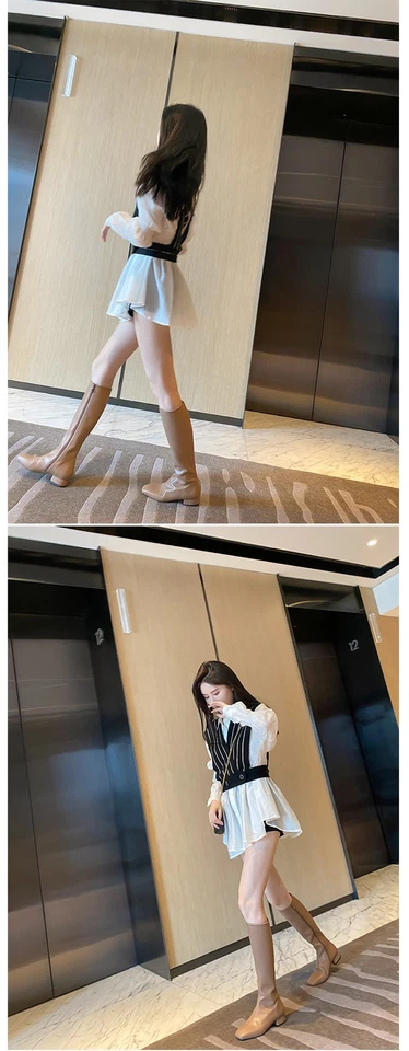 By Far Botas de Tacón Bajo, Elegantes Botas Altas de Cuero Viaje Dama Foto 3 de 4