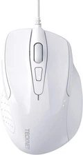 TECKNET USB Wired Mouse, 6-Button Corded Mouse with 4 Adjustable LT.White 
