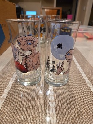 Two E.T. Pizza Hut VINTAGE Drinking Glass 1982 Phone Home & I'll Be Right Here