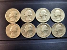 Lot of 8 Silver Quarters – 90% Silver – Pre-1965 - $2.00 Face Value