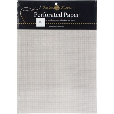 Mill Hill PERFORATED PAPER Cross Stitch 2 Pieces 18 stitch ct. White NIP