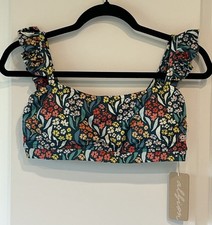 Albion Fit Costa Floral Bella Crop Bikini Top Ruffle Strap Size Medium ZZ109