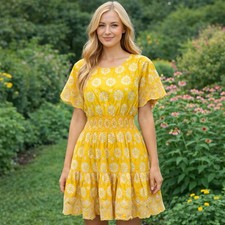 Tory Burch Floral Embroidered Mini Summer Dress Special Occasion Garden 2