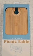 Vivitar Bamboo Collapsible Portable Picnic Table w/ Glass Holder, Service for 2