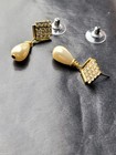 Vintage Goldtone Rhinestone Earrings With Teardrop Faux Pearls — photo 4