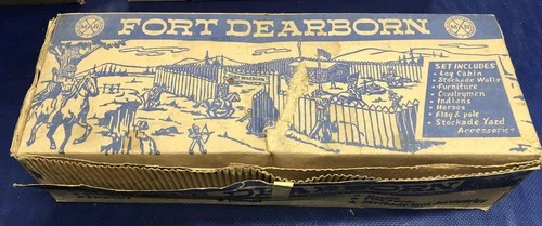 Fort Dearborn Marx Toy Play Set In Box Vintage apache cowboy indian