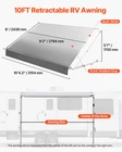 10FT Manual RV Awning Kit Retractable Camper Trailer Awning Gray Gradient