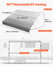 10FT Manual RV Awning Kit Retractable Camper Trailer Awning Gray Gradient