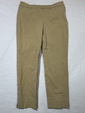 Talbots Chatham Ankle Pants Womens 10P Beige Cotton Blend Side Zip
