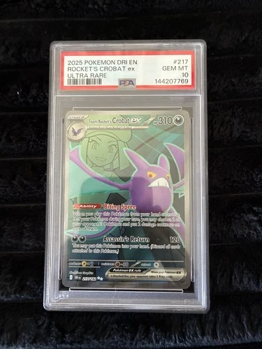 POKEMON CARD PSA 10 TEAM ROCKET'S CROBAT EX 217/182 - DESTINED RIVALS RARE FRESH