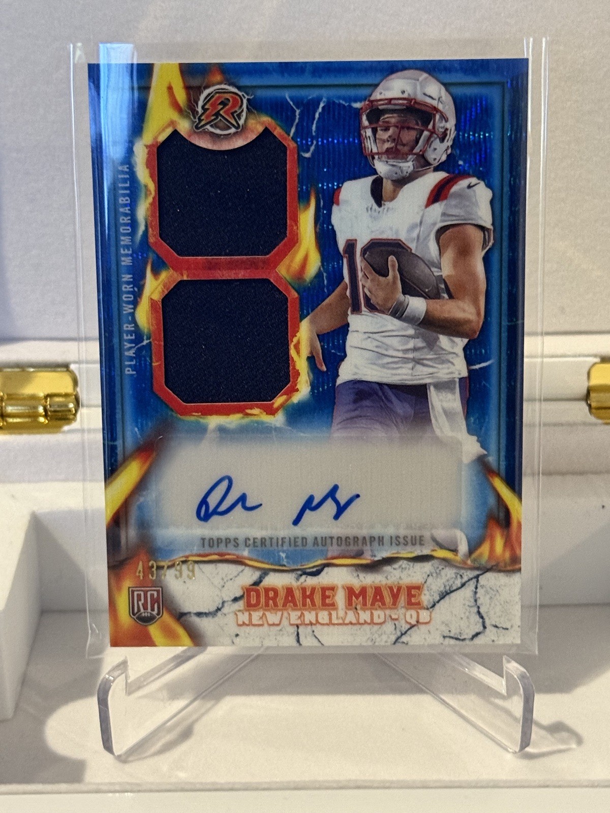 DRAKE MAYE 2024 TOPPS RESURGENCE FOOTBALL IGNITE ROOKIE PATCH AUTO BLUE /99