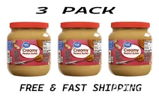 Great Value Creamy Peanut Butter,Spread, 64 oz Jar (3 Pack) FREE & FAST SHIPPING