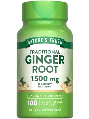 Ginger Root Extract Capsules 1500mg 100 Count Non-GMO Gluten Free Supplement