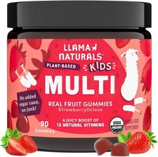 Llama Naturals Kids Multivitamin Gummies, Vegan, Organic with Vitamin D, C &... 