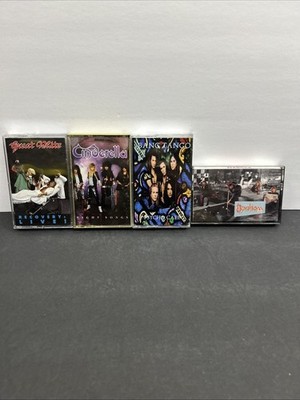 80 S HAIR METAL LOT OF 4 CASSETTES GREAT WHITE, CINDERELLA, BANG TANGO & BONHAM