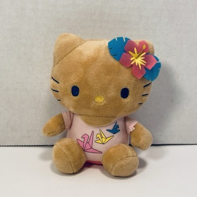 Sanrio Hello Kitty 6'' Plush Sun kissed Hawaii Paper Crane Shirt Love & Peace toy